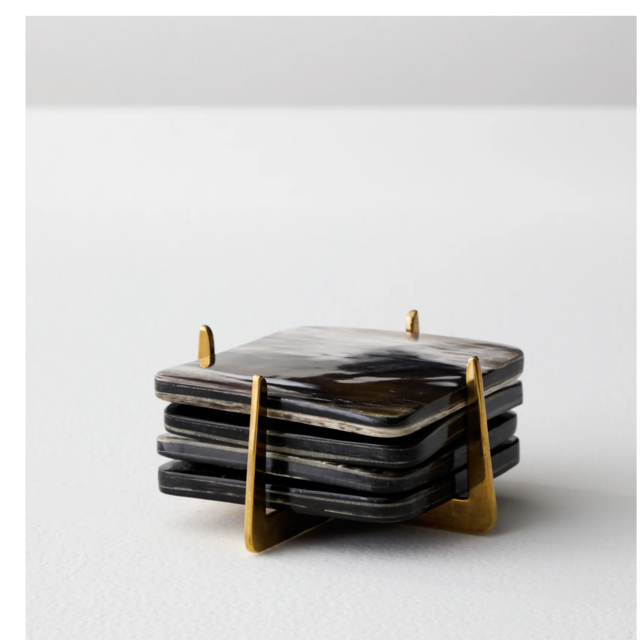 FAIR TRADE Horn Zuri Coaster Set