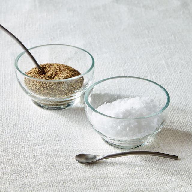 Hammered Glass Salt & Pepper Pinch Bowls