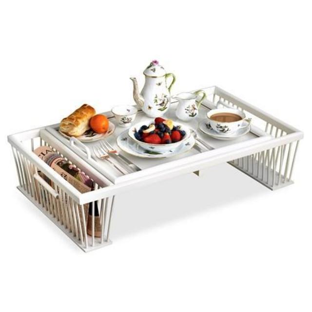 Breakfast Bed Tray with Reading Rack - White