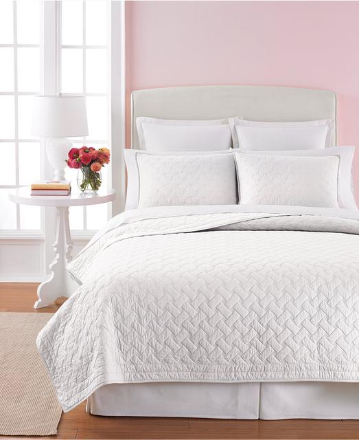 Martha Stewart Collection White Basket Stitch Full/Queen Quilt - Color White