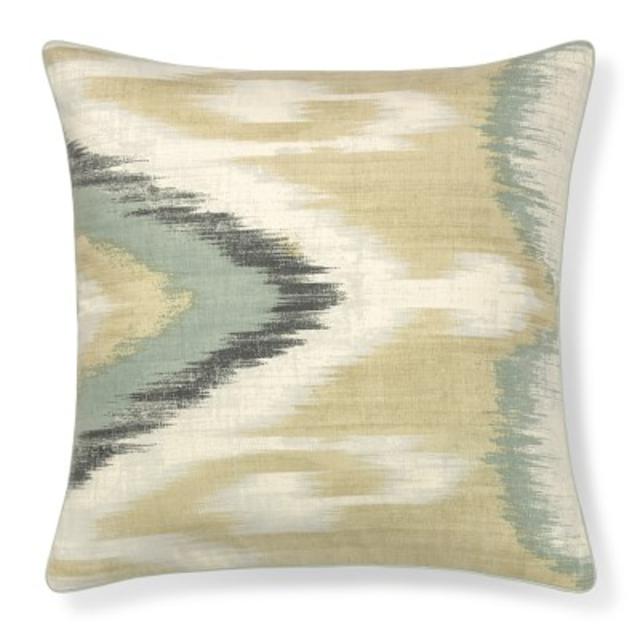 Printed Tonal Ikat Pillow Cover, Neutral