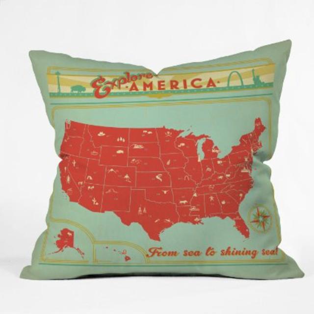 ENY Designs Anderson Design Group Explore America Throw Pillow, 16 by 16-Inch