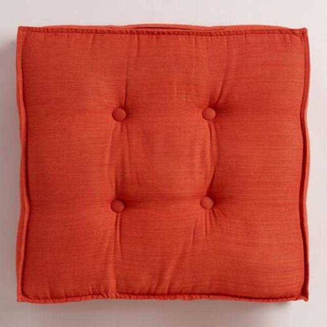 Orange Khadi Tufted Floor Cushion