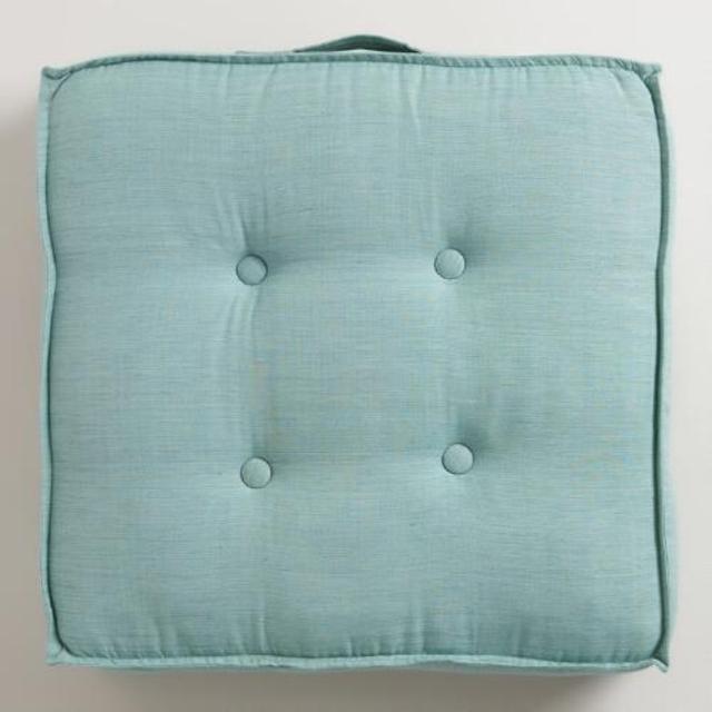 Chinois Aqua Khadi Tufted Floor Cushion