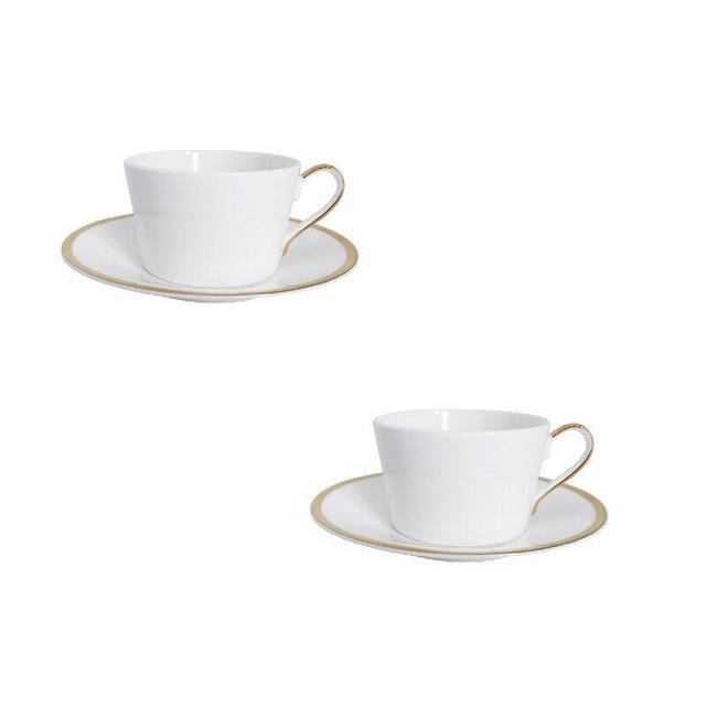 Golden Edge Cups and Saucers (Set of 2)