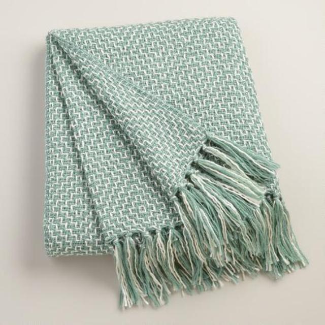 Aqua Two-Tone Geometric Throw