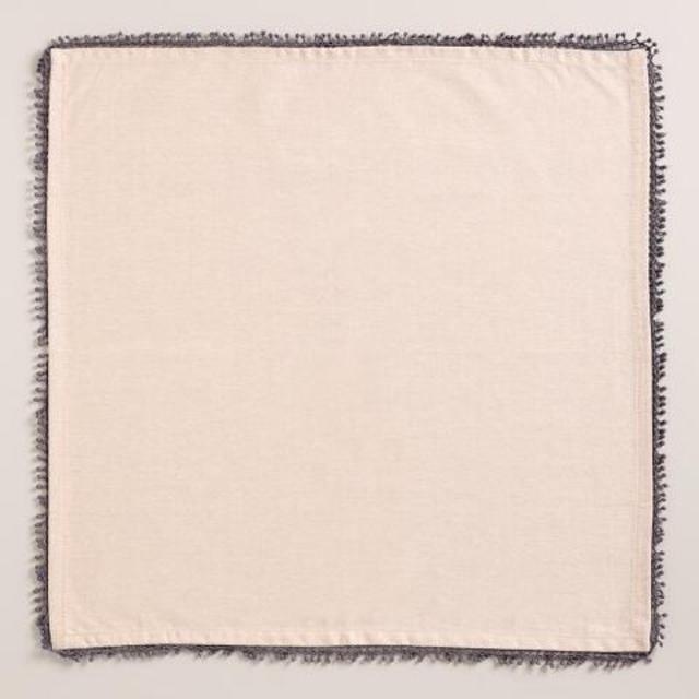 Gray Chambray Crochet Napkins, Set of 4