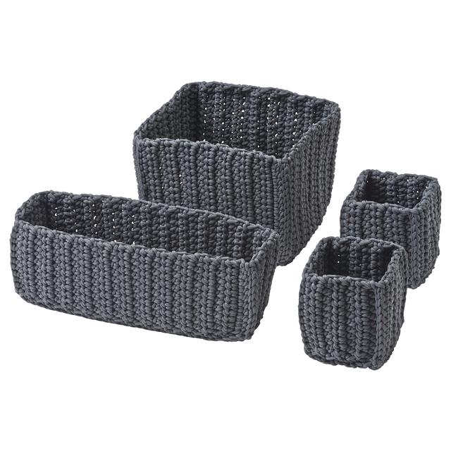 NORDRANA	Basket, set of 4, gray