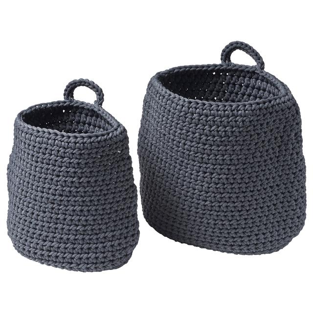 NORDRANA Basket, set of 2, gray