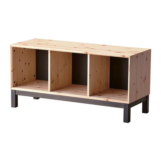 NORNÄS	Bench with storage compartments, pine, gray