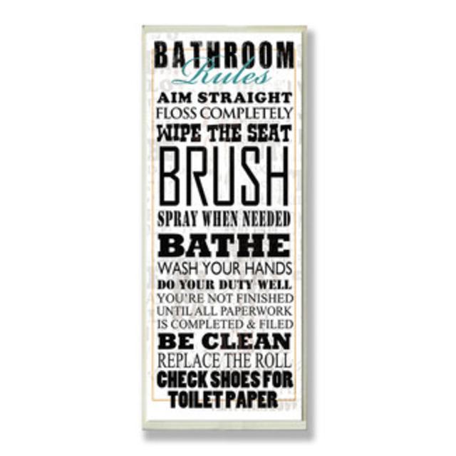 Stupell Industries Bathroom Rules Typography Tall Rectangle Wall Plaque