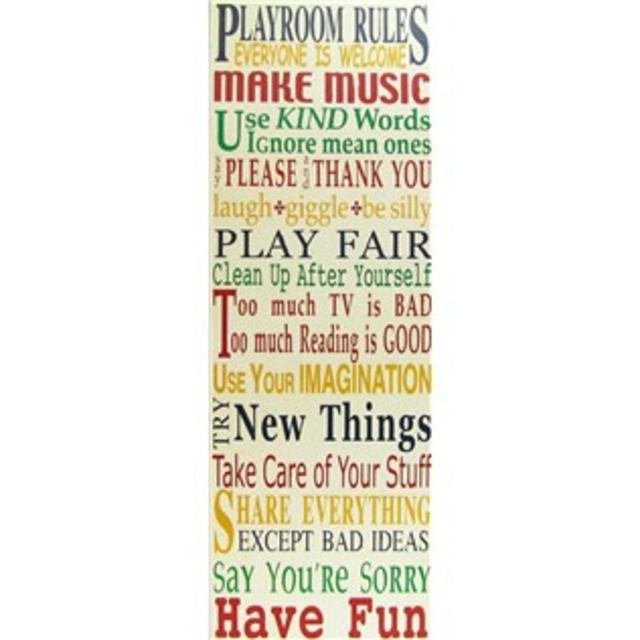 Multi Color Playroom Rules Vertical Plaque