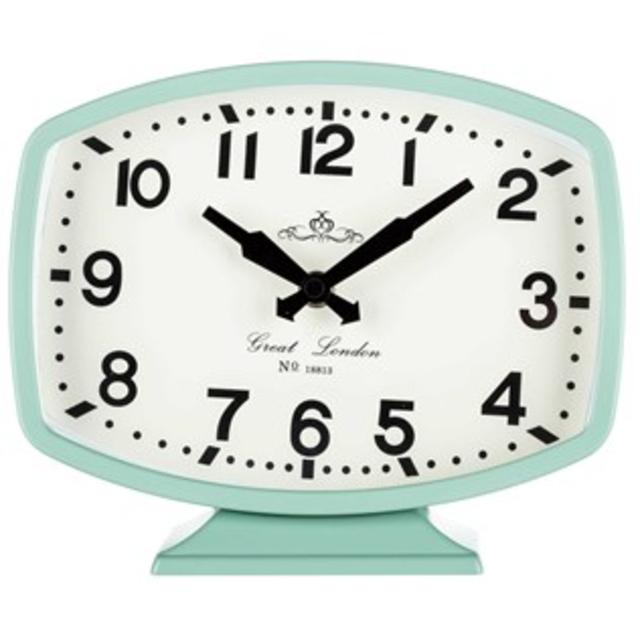 Seafoam Retro Metal Table Clock