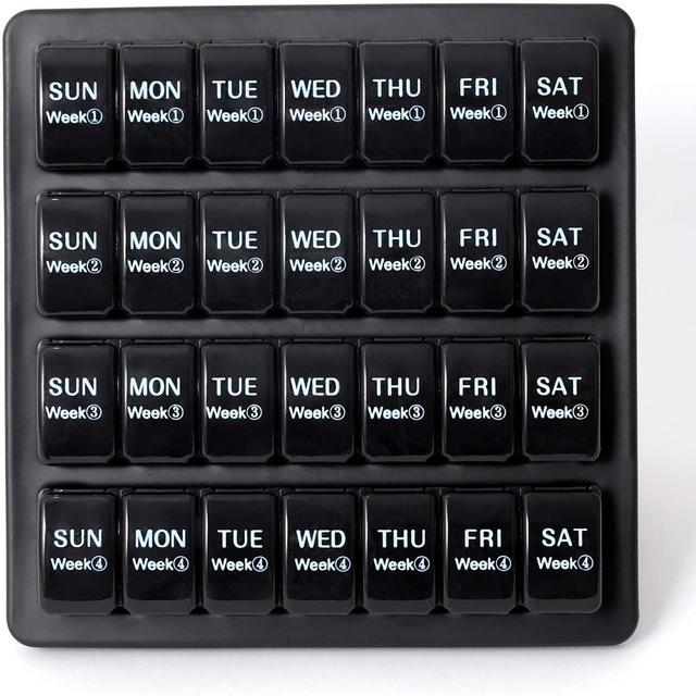 EIVENNKO Large Monthly Pill Organizer 28 Days, Portable One Month Pill Box，Weekly Pill Case Container 28 Compartments for Vitamins, Fish Oil, Supplements and Medications