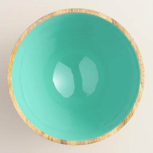 Large Lagoon Blue Wood Salad Bowl