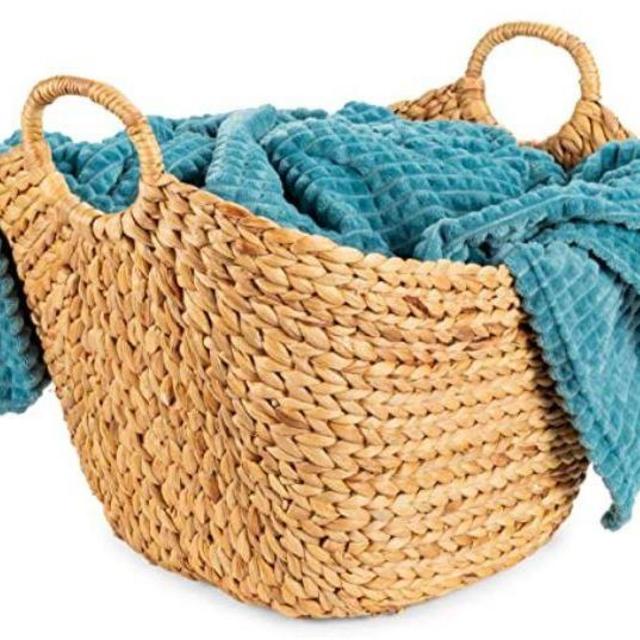 Best Choice Products Large Vintage Multipurpose Hyacinth Storage Basket, Handwoven French-Style Organizer Tote for Bedroom, Living Room, Bathroom, Shelves, Pantry w/Handles - Natural