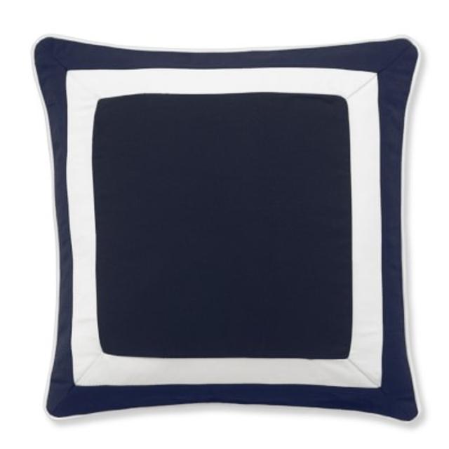 Outdoor Solid Pillow Cover With White Border, 20" X 20", Navy