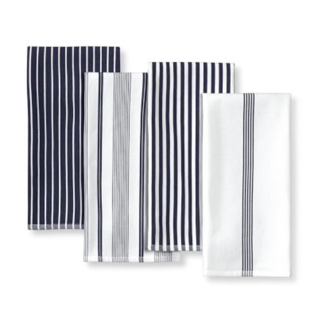 Williams Sonoma Multi-Pack Striped Kitchen Towels, Set of 4, Navy