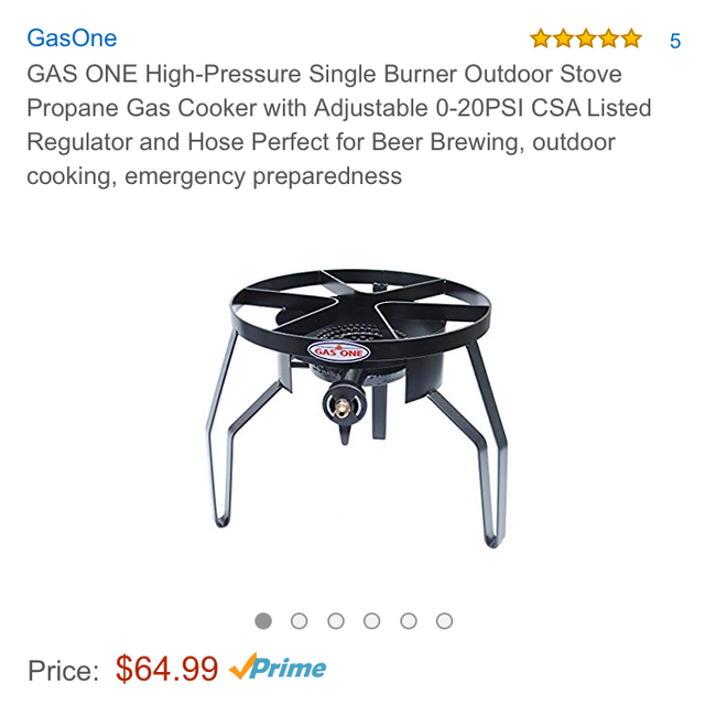 GAS ONE High-Pressure Single Burner Outdoor Stove Propane Gas Cooker with Adjustable 0-20PSI CSA Listed Regulator and Hose Perfect for Beer Brewing, outdoor cooking, emergency preparedness