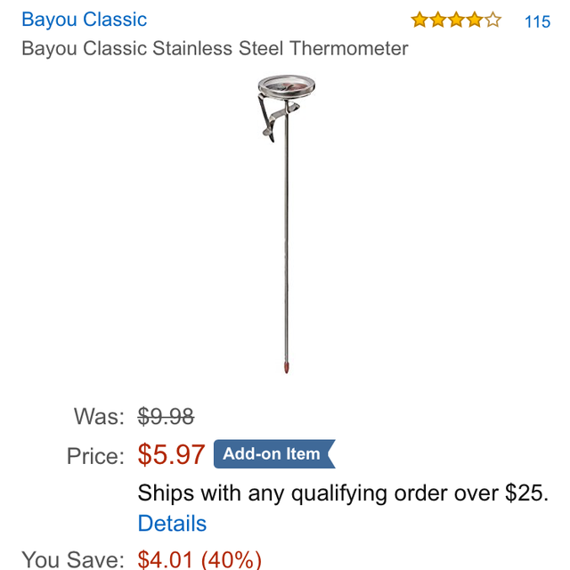 Bayou Classic Stainless Steel Thermometer