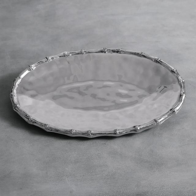 Gold Bamboo/White Large Oval Platter