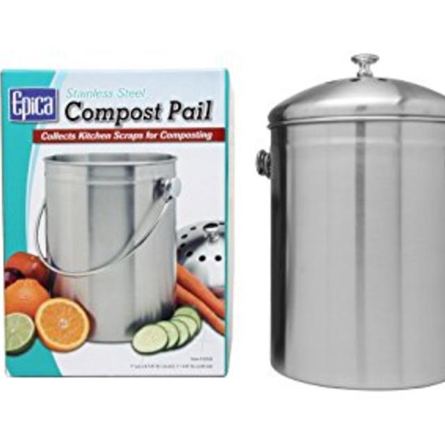 Top Rated Epica Stainless Steel Compost Bin 1.3 Gallon-Includes Charcoal Filter