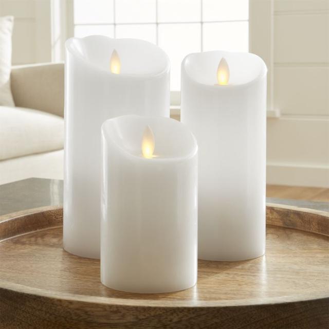 Flicker Flameless White Pillar Candles