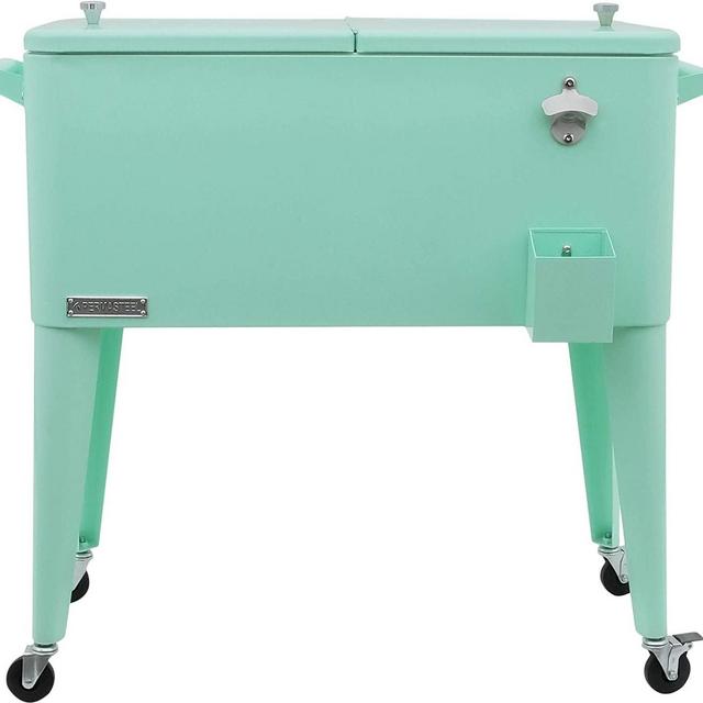 Permasteel PS-203-MT-AM 80 Quart Portable Rolling Patio Cooler, Mint
