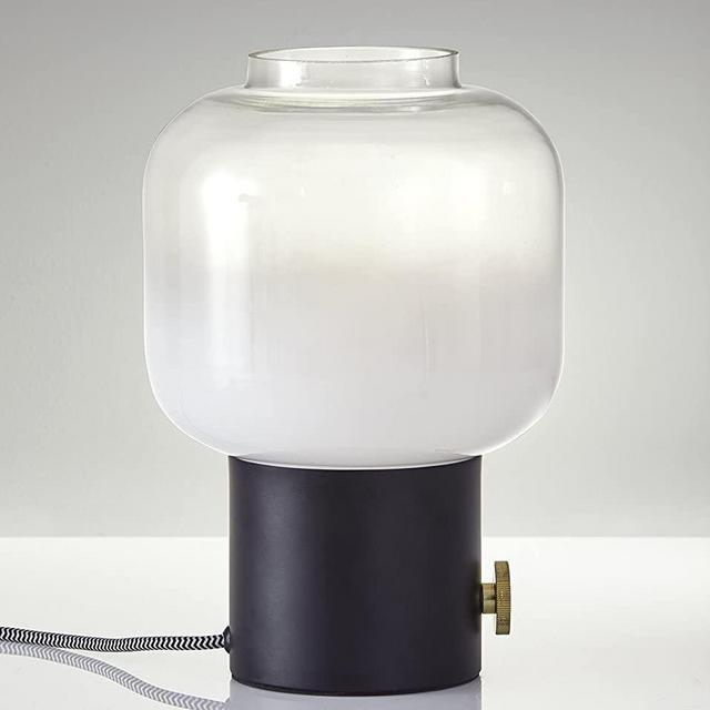 Adesso 6027-01 Lewis Table Lamp, Matte Black W. Antique Brass Accent