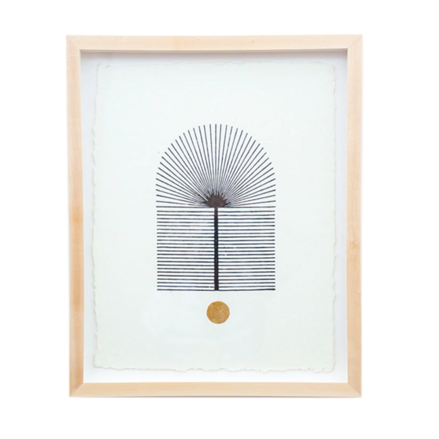 Palm | Woodblock Print with Natural Maple Frame