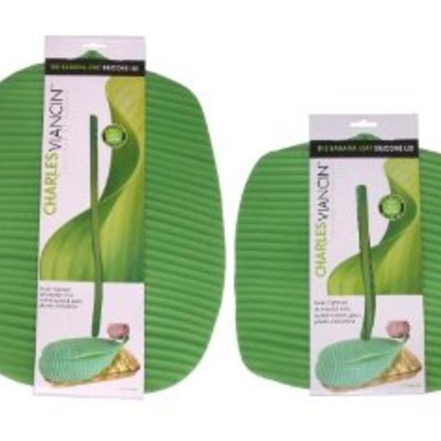 Charles VIANCIN The Banana Leaf Lid Medium & Large Silicone Suction Lid & Food Cover (Set of 2)