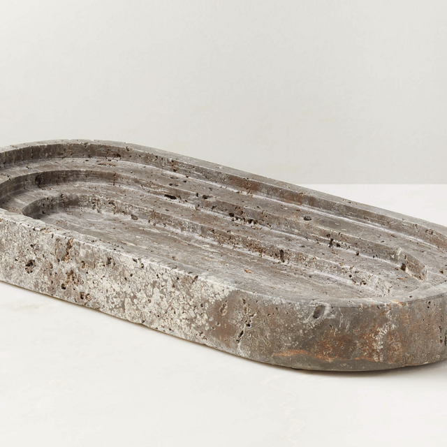 Hippodrome Travertine Oval Tray