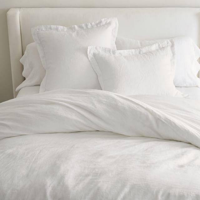 White Belgian Flax Linen Duvet Cover- King