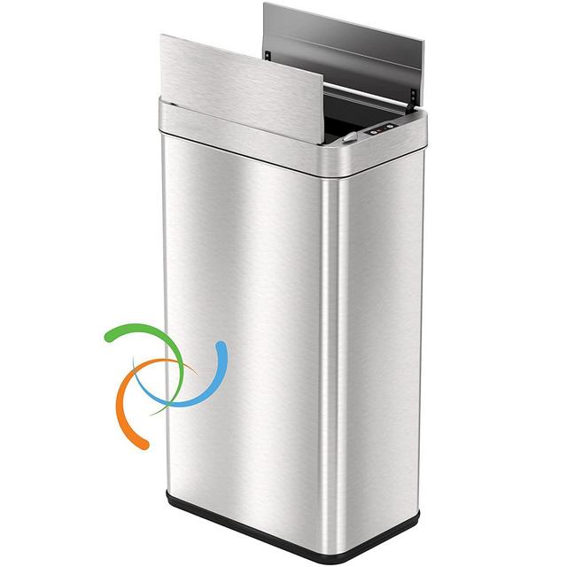 iTouchless, 68 Liter Wings-Open Sensor Trash Can with AbsorbX Odor Filter & Pet-Proof Lid, Stainless Steel, 18 Gallon