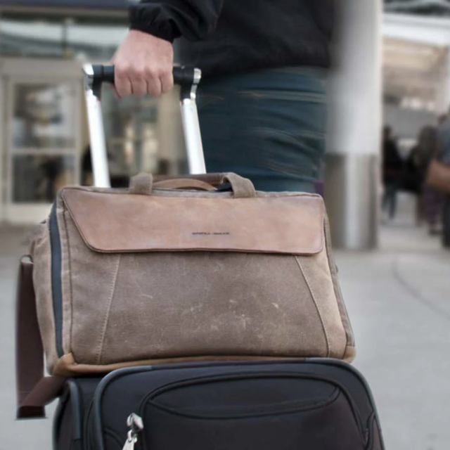 Air Porter Carry-On Bag in Canvas with Grizzly Leather