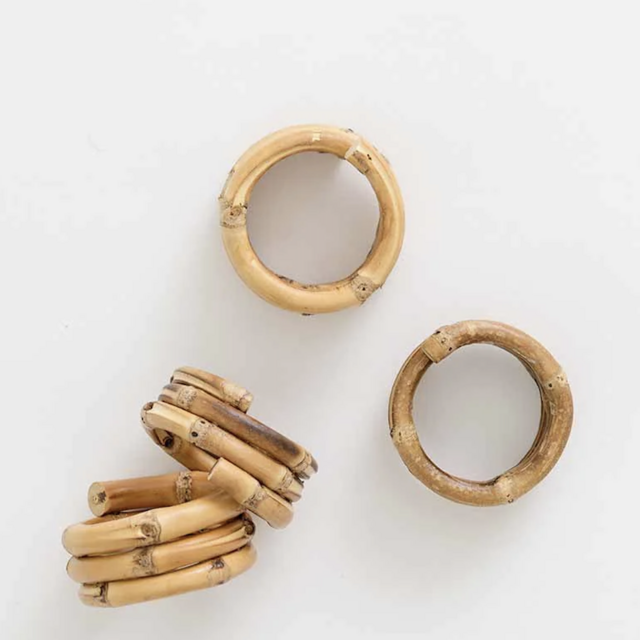 Wrapped Bamboo Napkin Rings | Set 4