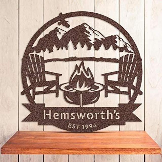 RealSteel Campfire Monogram, Personalized Metal Sign, Camper Decor, Custom Front Door Signs, Monogram Décor, Personalized Camping Signs, Lakehouse Sign, Family Last Name