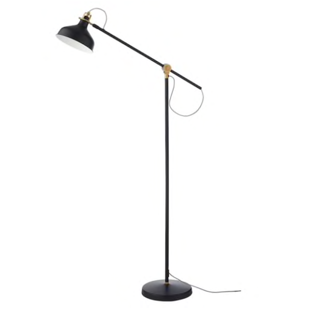 RANARP Floor/reading lamp with LED bulb, black
