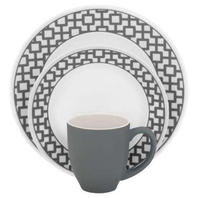 Corelle 16-Piece Impressions Urban Grid Dinnerware Set