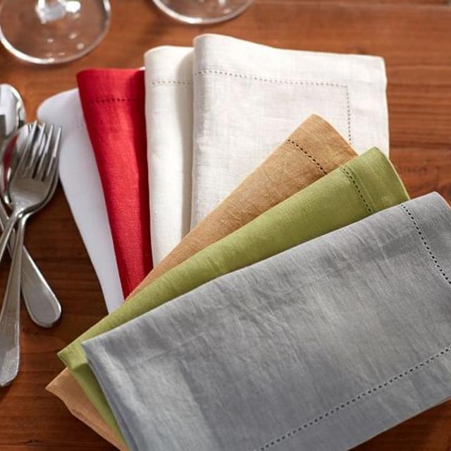 PB Classic Belgian Flax Linen Hemstitch Napkin & Plate Mat, Set of 10