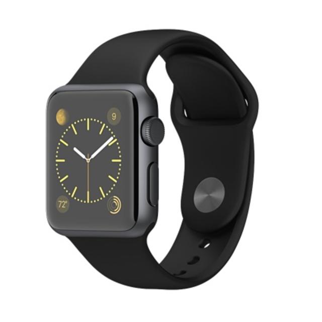Apple Watch: 38mm Space Gray Aluminum Case with Black Sport Band