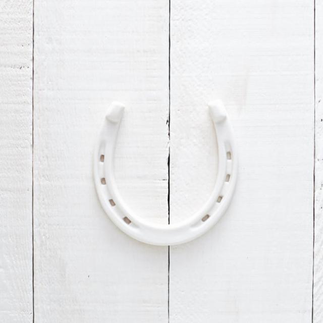 White Good Luck Porcelain Horseshoe / Home Decor