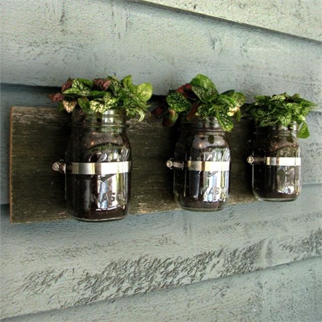 Reclaimed Barnwood 3 Mason Jar Wall Planter