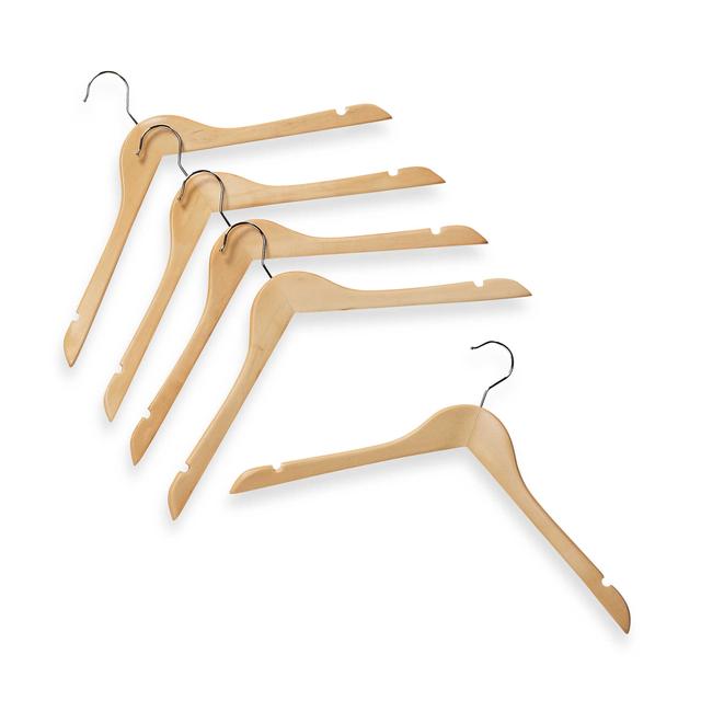 Natural Wood 17-Inch Shirt Hangers (Set of 5)
