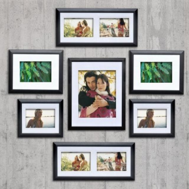 Black Picture Frame Set With White Mats (set OF 7)