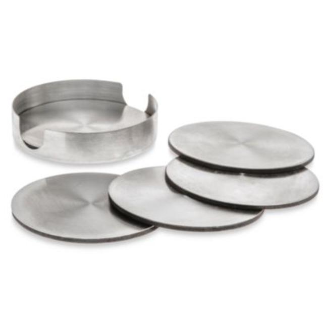 Stainless Steel Coaster with Holder (Set of 6)