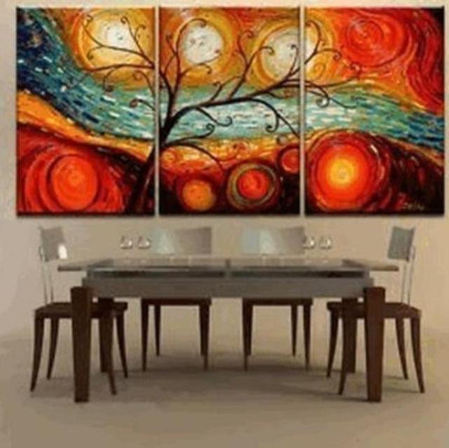 Colorful Tree Modern Abstract 100% Hand Painted Oil Painting on Canvas Wall Art Deco Home Decoration (Unstretch No Frame)