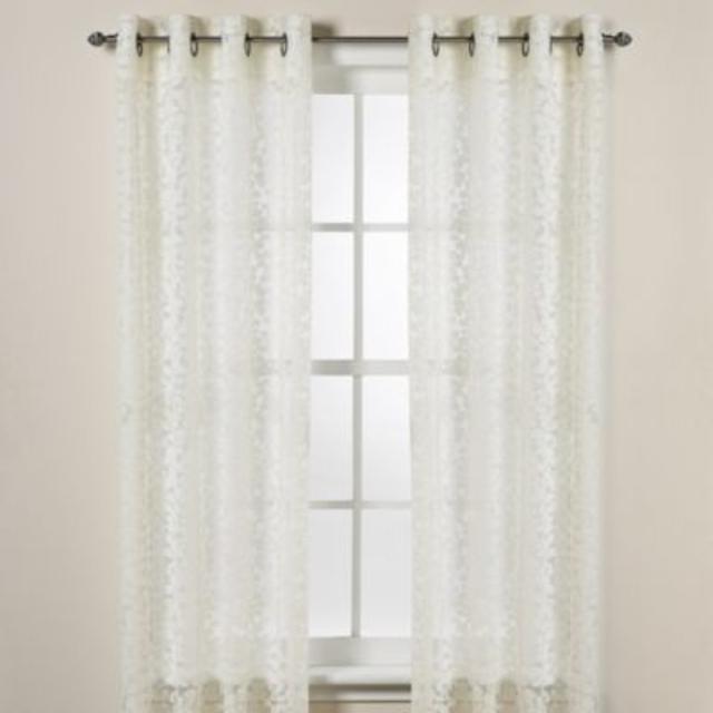 Donna Karan Home Halo Grommet Sheer Window Curtain Panels in Ivory