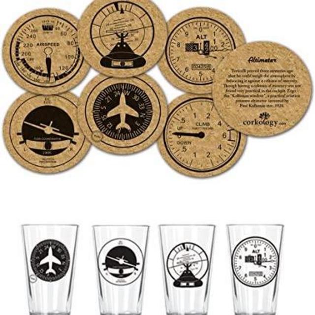 Aviation Clusters Pint Pack with Matching Coaster Set