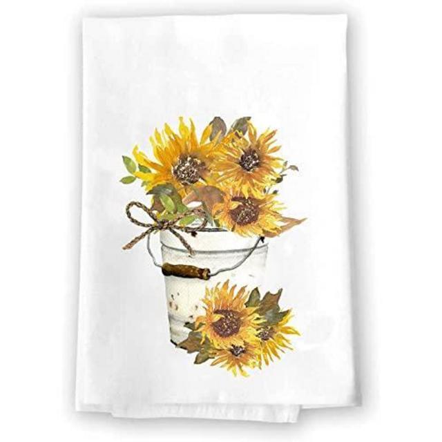 Sunflower Pail Decorative Kitchen and Bath Hand Towels